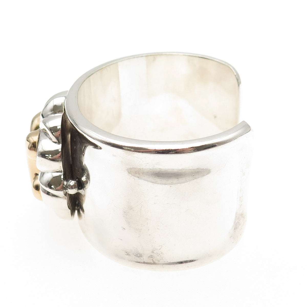 925 Sterling Silver 18K Gold Vintage Italy Floral Adjustable Bracelet 6.25"