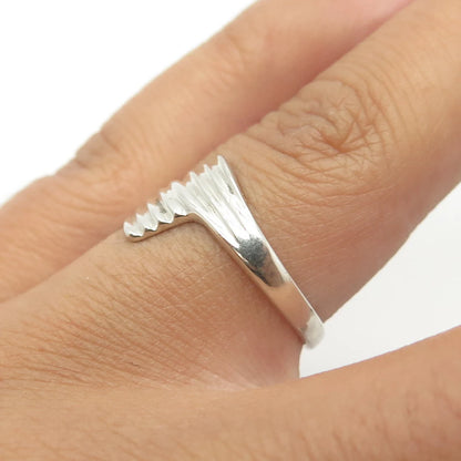 925 Sterling Silver Vintage Modernist Bypass Cocktail Ring Size 6.75