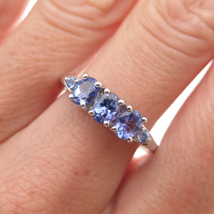 Chuck Clemency 925 Sterling Silver Real Oval & Round-Cut Tanzanite Ring Size 8