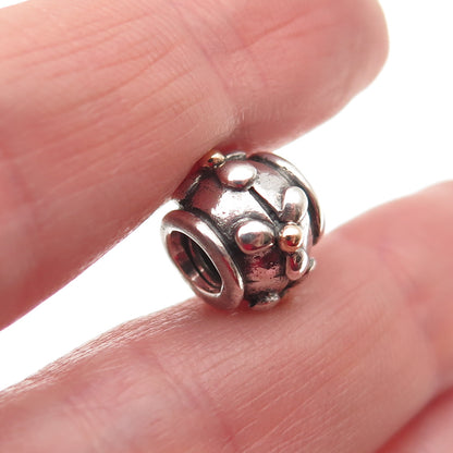 Pandora 925 Sterling Silver & Gold Tivoli Flower Slide Bead Charm