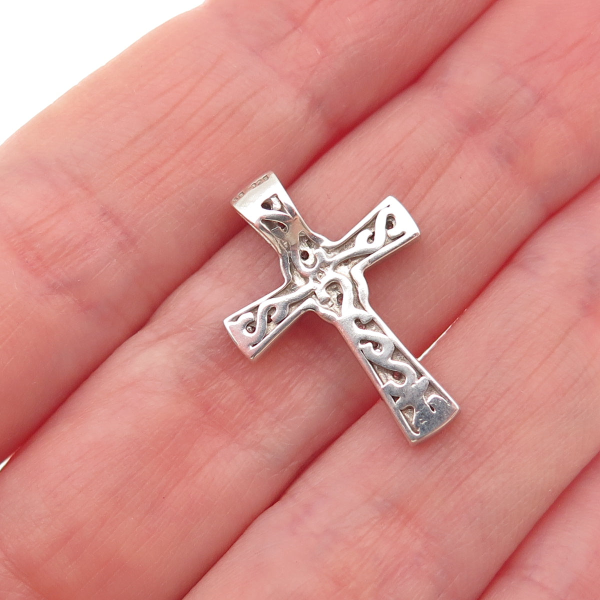 Sherri Baker 925 Sterling Silver 14K Gold Real Diamond Cross Mini Slide Pendant