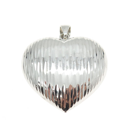 GIOIELLI DI VALENZA 925 Sterling Silver Vintage Italy Puffy Heart Pendant