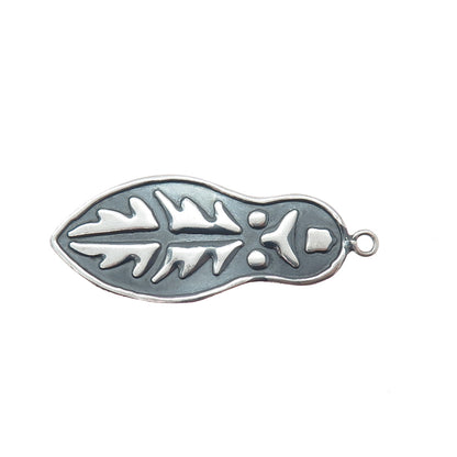 Old Pawn 925 Sterling Silver Vintage Southwestern Feather Oxidized Charm Pendant
