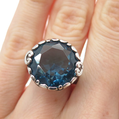 JGD JANICE GIRARDI 925 Sterling Silver Vintage Ocean Blue C Z Ring Size 6.5
