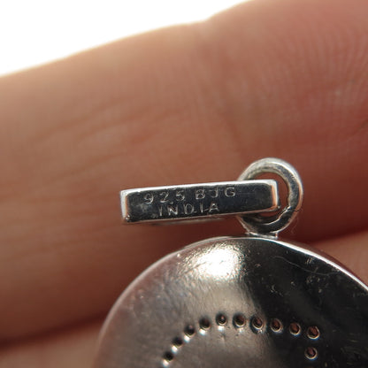 925 Sterling Silver Real Round-Cut Diamond Letter D Initial Tag Charm Pendant