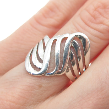 925 Sterling Silver Vintage Modernist Wavy Ring Size 6.25
