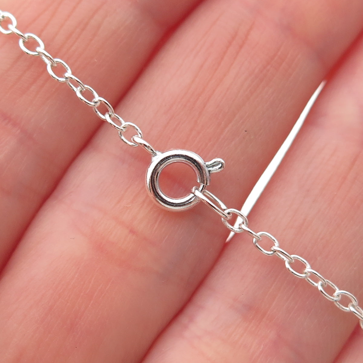 925 Sterling Silver Round-Cut C Z Heart Cable Link Bracelet 6.75"