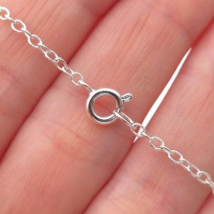 925 Sterling Silver Round-Cut C Z Heart Cable Link Bracelet 6.75"