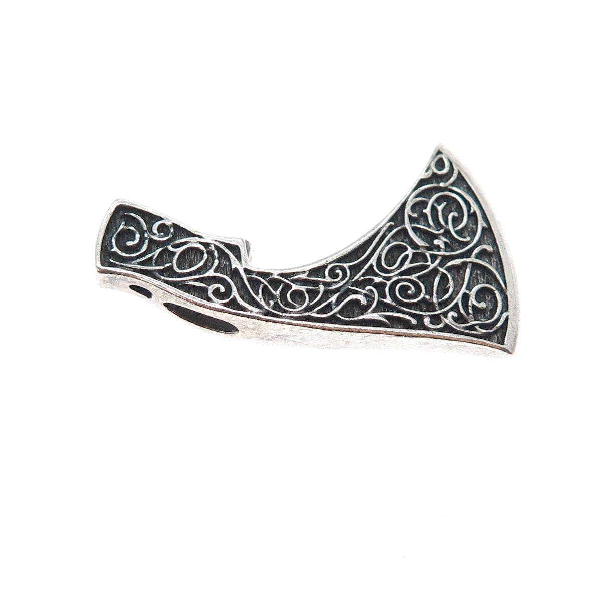 925 Sterling Silver Vintage Axe of Perun Oxidized Slide Charm Pendant