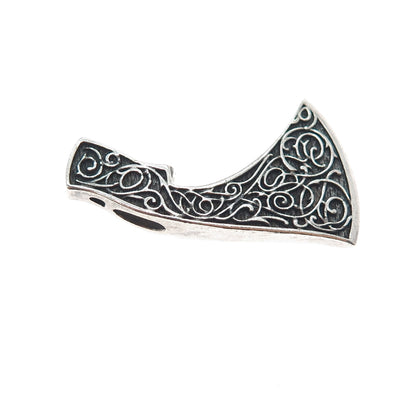 925 Sterling Silver Vintage Axe of Perun Oxidized Slide Charm Pendant
