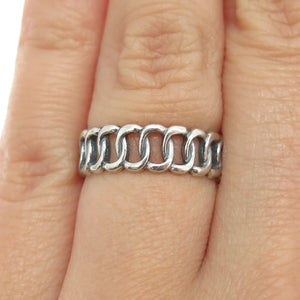 925 Sterling Silver Vintage Interlocked Rolo Link Band Ring Size 6.25