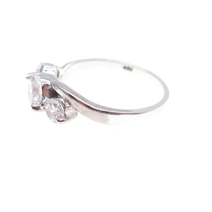 CHARLES WINSTON 925 Sterling Silver Round-Cut C Z Engagement Ring Size 8.25