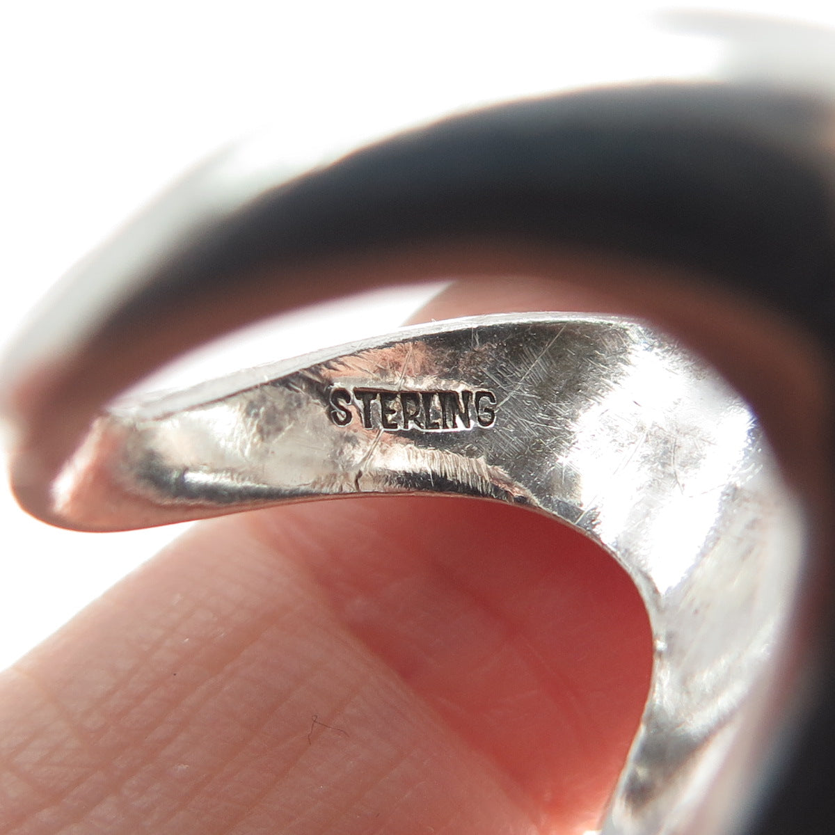 925 Sterling Silver Vintage Real Lone Mountain Turquoise Modernist Ring Size 7