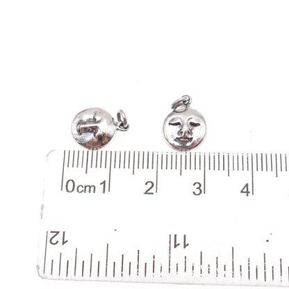 Sajen 925 Sterling Silver Vintage SET of 10 Moon Face Oxidized Charm Pendants