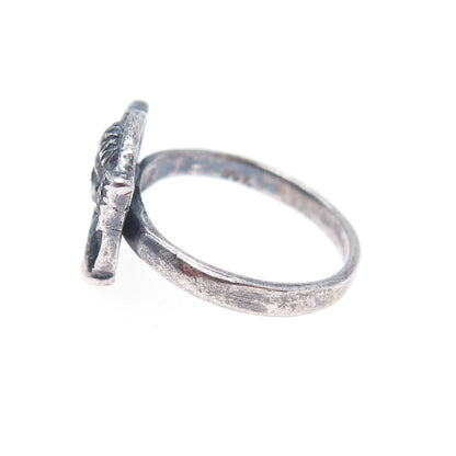 925 Sterling Silver Vintage Cherub Oxidized Ring Size 5.5