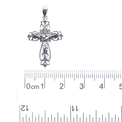 REGINA LANE 925 Sterling Silver Ornate Crucifix Cross Religious Pendant