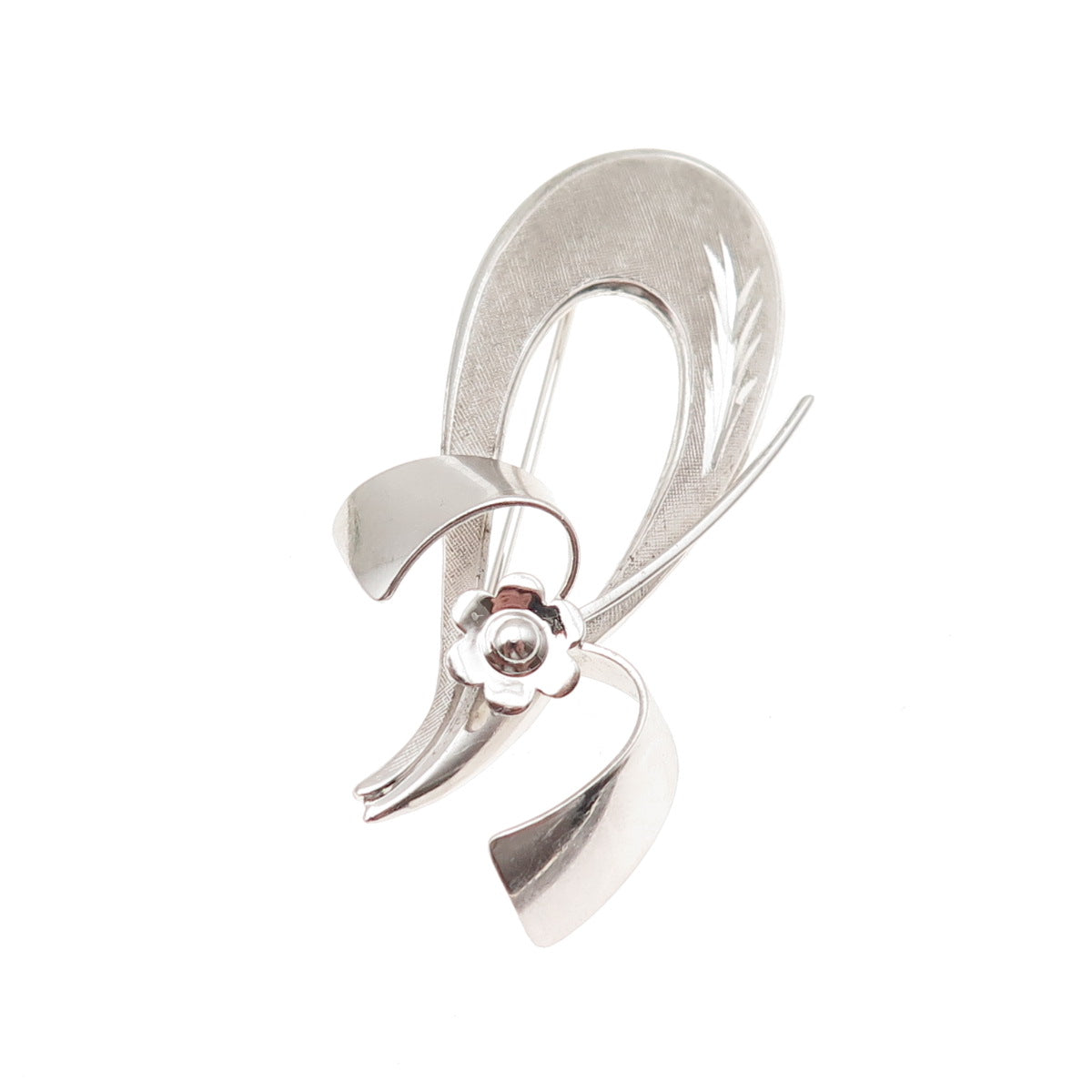 CURTIS CURTMAN 925 Sterling Silver Vintage Modernist Floral Pin Brooch