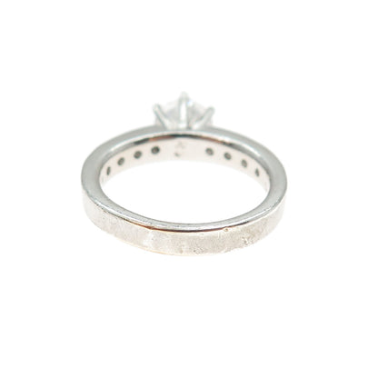 925 Sterling Silver Round-Cut C Z Engagement Ring Size 6