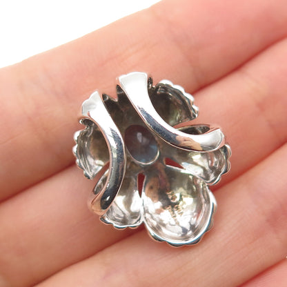 CNA PRANDA 925 Sterling Silver Vintage Real Blue Topaz Modernist Slide Pendant