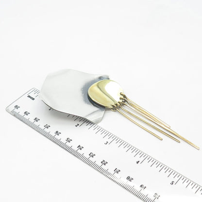 925 Sterling Silver 2-Tone Vintage Mexico Modernist Pin Brooch / Pendant