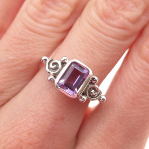 Mark Wasserman Samara Sterling Silver Vintage Real Amethyst Spiral Ring Size 7
