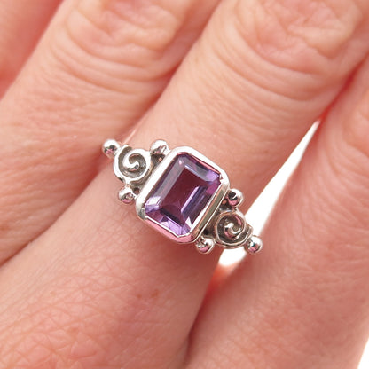 Mark Wasserman Samara Sterling Silver Vintage Real Amethyst Spiral Ring Size 7