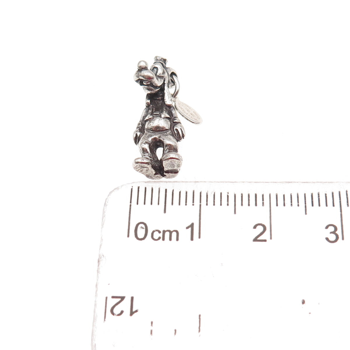 Walt Disney 925 Sterling Silver Vintage Goofy Oxidized 3D Mini Charm Pendant