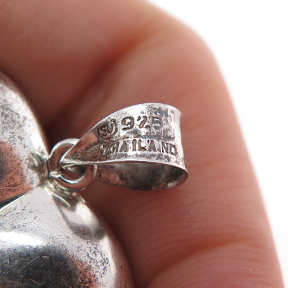 925 Sterling Silver Vintage Puffy Heart Oxidized Charm Pendant