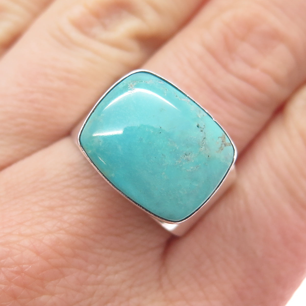 Jay King Desert Rose 925 Sterling Silver Vintage Real Turquoise Ring Size 10.25