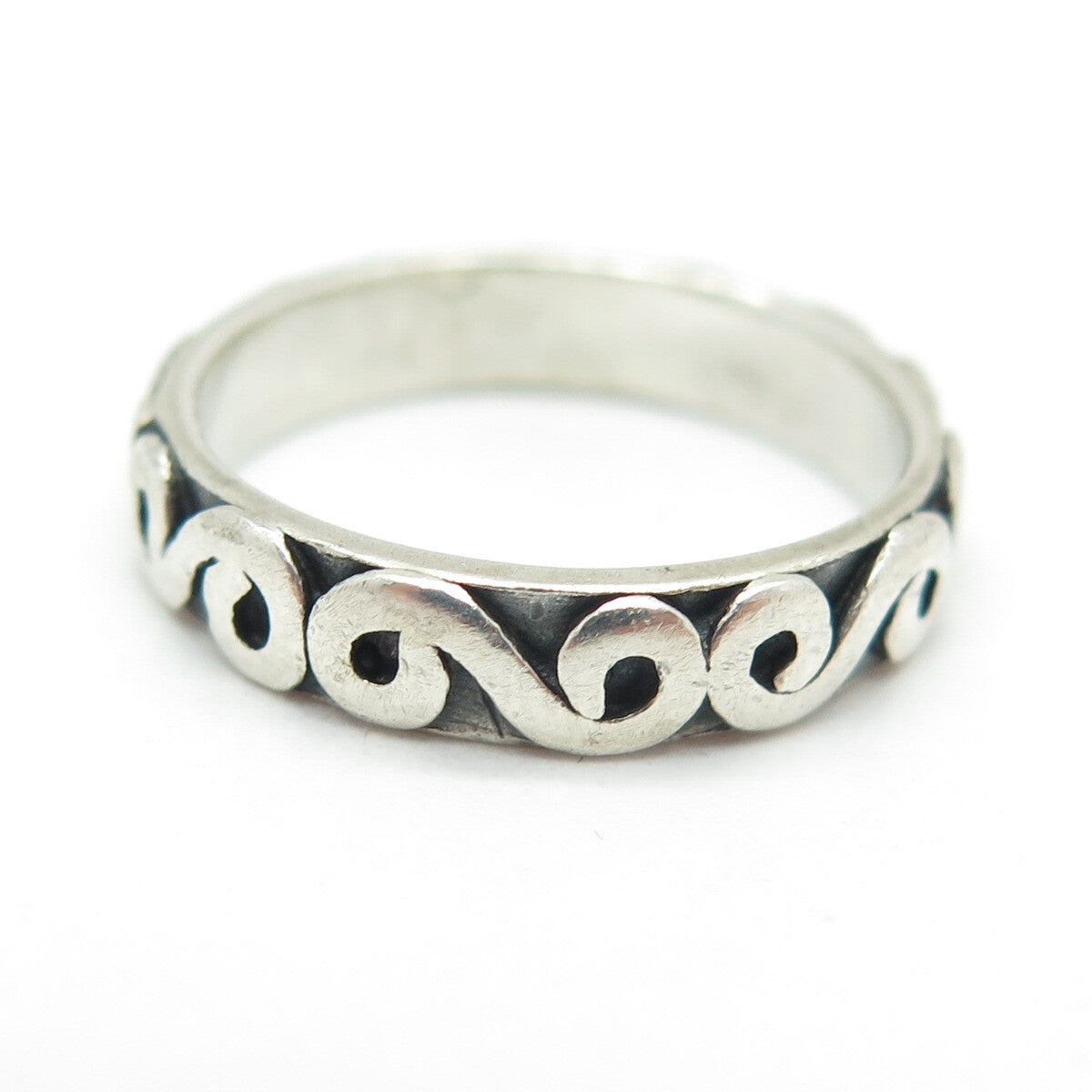 925 Sterling Silver Vintage Spiral All Around Band Ring Size 6.5