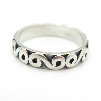 925 Sterling Silver Vintage Spiral All Around Band Ring Size 6.5