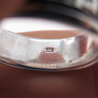 925 Sterling Silver Vintage Greek Key Rotating Band Oxidized Ring Size 9