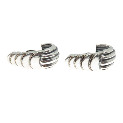 925 Sterling Silver & 14K Gold Vintage DND Artisan Modernist Clip On Earrings