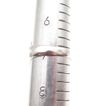 925 Sterling Silver Vintage Modernist Ribbed Dome Oxidized Ring Size 7