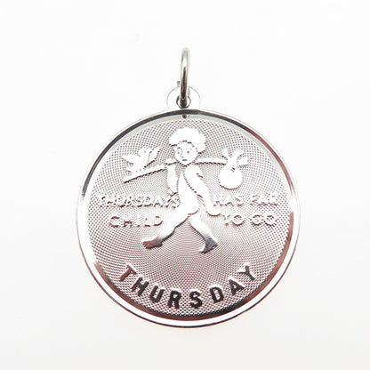 JAY POSON 925 Sterling Silver Vintage Thursday's Child Charm Pendant