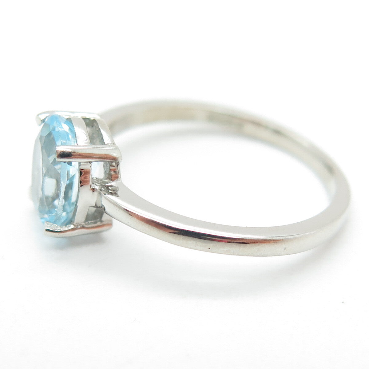DAZZLERS 925 Sterling Silver Real Blue Topaz Gemstone Ring Size 6