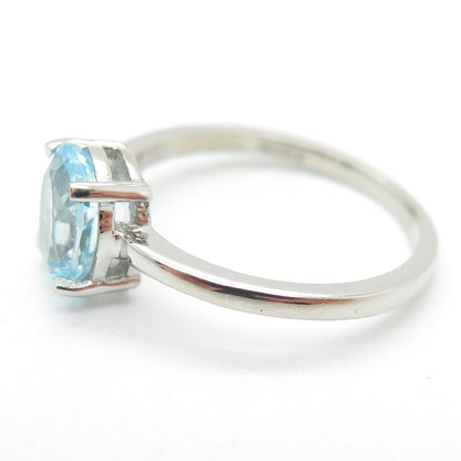DAZZLERS 925 Sterling Silver Real Blue Topaz Gemstone Ring Size 6
