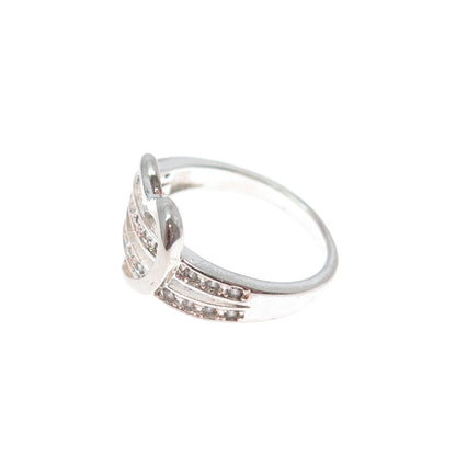 925 Sterling Silver Round-Cut C Z Heart Ring Size 5.75