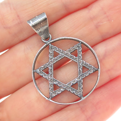 925 Sterling Silver Vintage Star of David Oxidized Charm Pendant