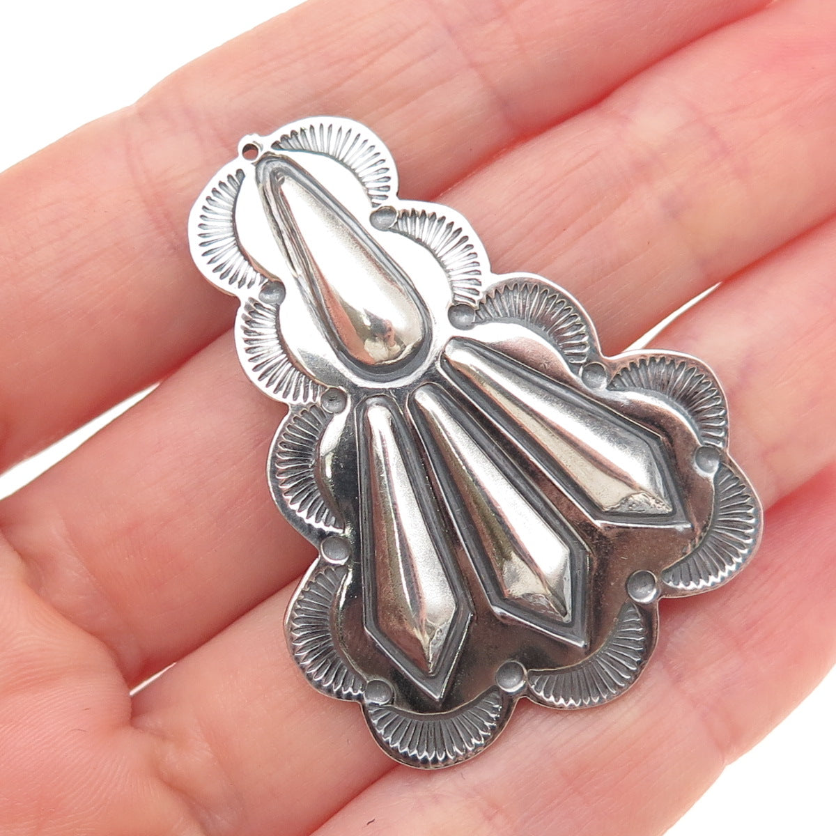Old Pawn 925 Sterling Silver Vintage Southwestern Oxidized Tribal Charm Pendant