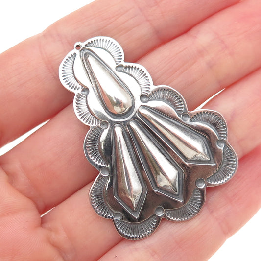 Old Pawn 925 Sterling Silver Vintage Southwestern Oxidized Tribal Charm Pendant