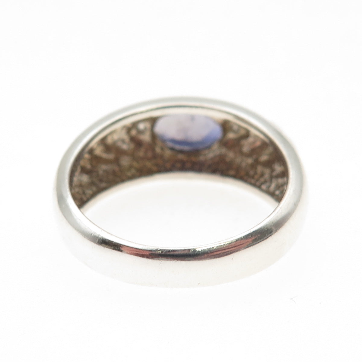 925 Sterling Silver Vintage Real Iolite & C Z Modernist Ring Size 9