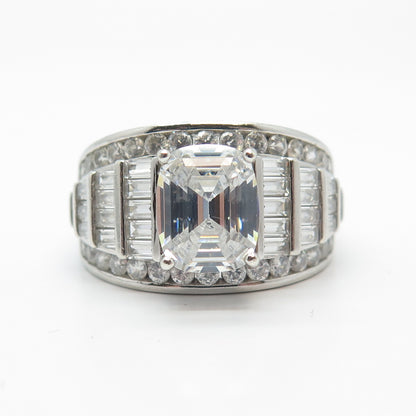 925 Sterling Silver C Z Wide Ring Size 11.25