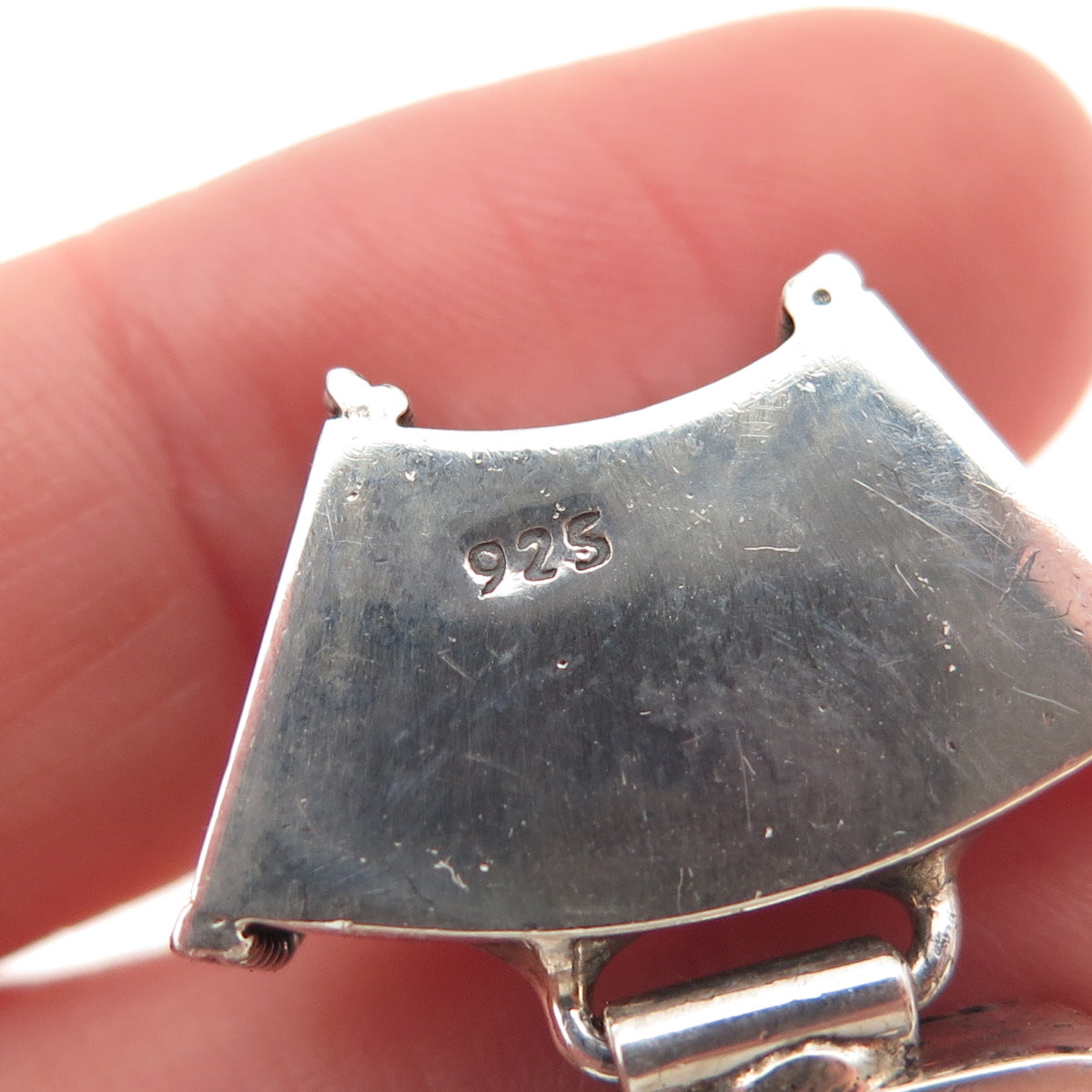 925 Sterling Silver Vintage Real Blue Topaz Heart Ornate Oxidized Slide Pendant