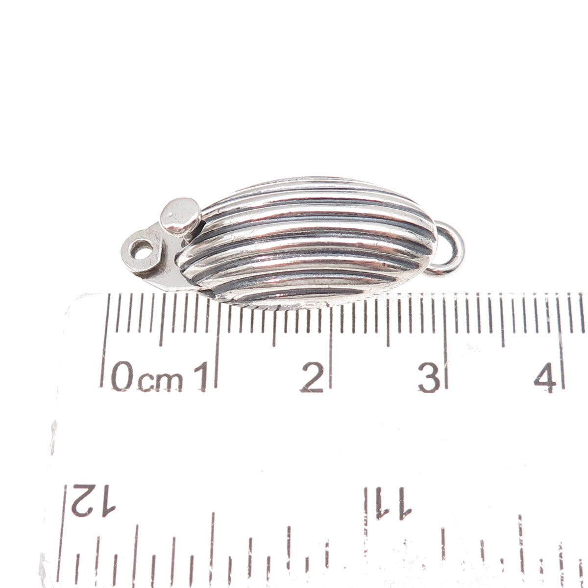 925 Sterling Silver Vintage CII Mexico Bracelet / Necklace Ribbed Box Lock Clasp
