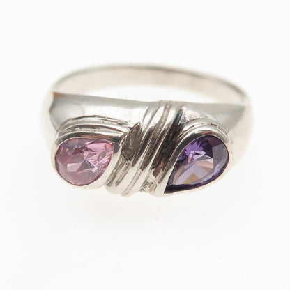Charles Winston 925 Sterling Silver Vintage Lavender C Z Modernist Ring Size 8