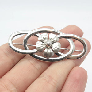 925 Sterling Silver Vintage Floral Pin Brooch