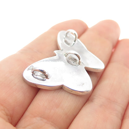 925 Sterling Silver Vintage Real Abalone Shell Butterfly Slide Pendant