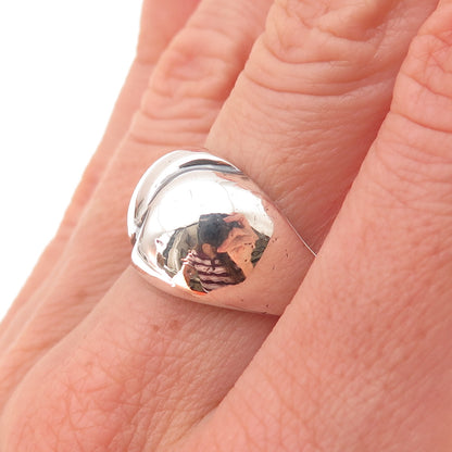 925 Sterling Silver Vintage Modernist Yin Yang Dome Oxidized Ring Size 7.75