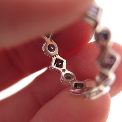 Silpada 925 Sterling Silver Vintage Real Amethyst All Around Band Ring Size 8.25